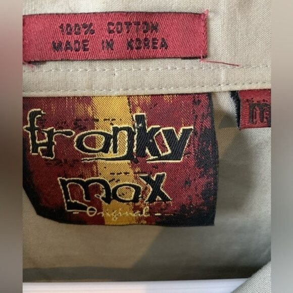 Franky Max Mens Cotton Button-Up Shirt Embroidered & Printed Design Made In Kore - Picture 2 of 6